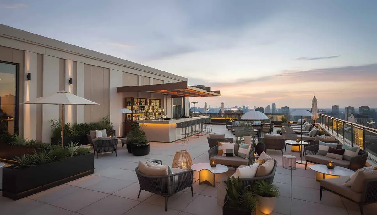 Terrace lounge area at TVS Emerald Altura